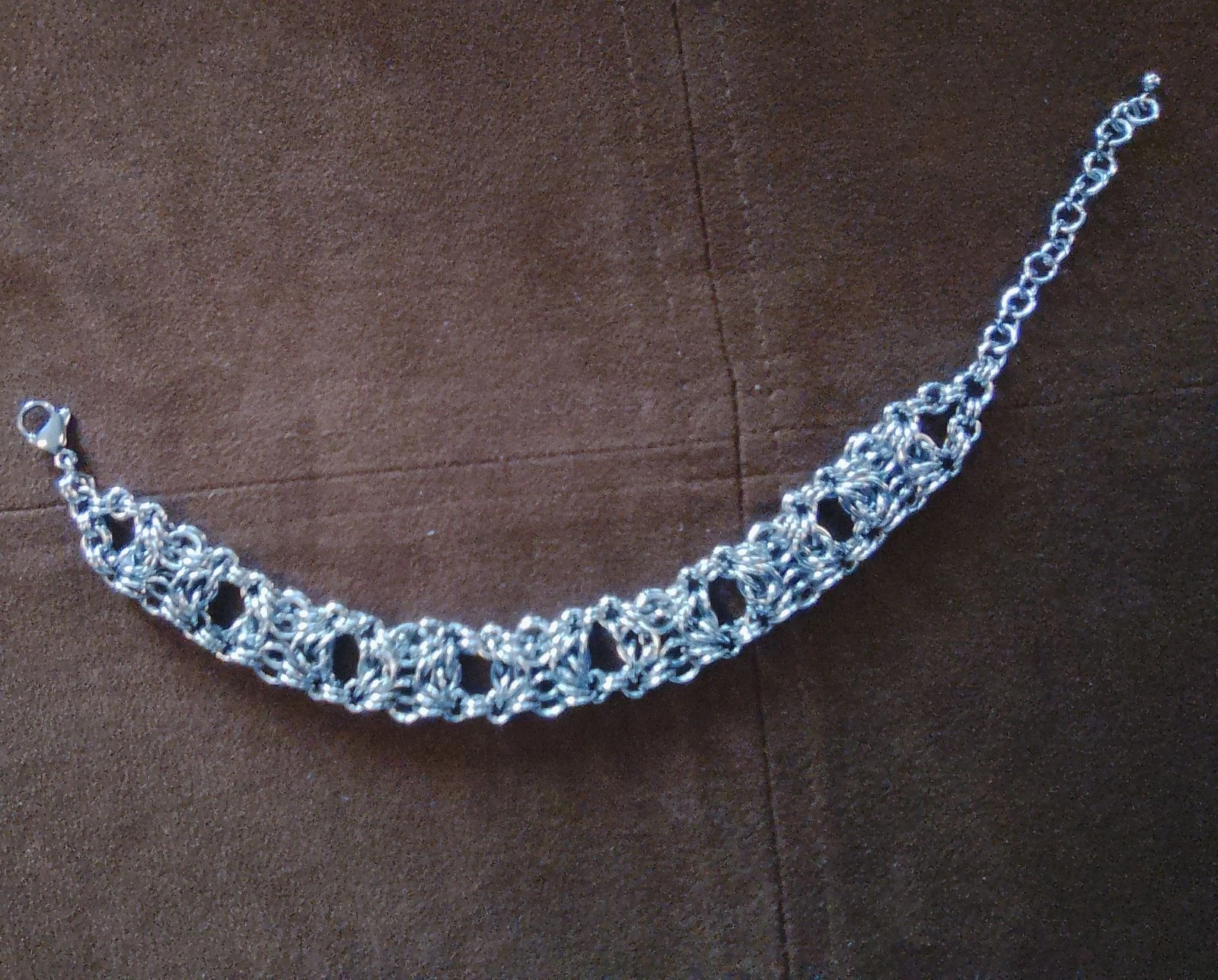 Unisex Byzantine Chainmail Cuff Bracelet "diamond" – photo 5